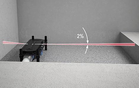 The slope of the shower area is determined according to the positioning of the DallFlex drain body.