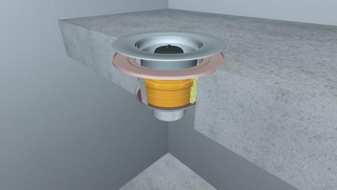 Installing floor drain with sound insulation collar